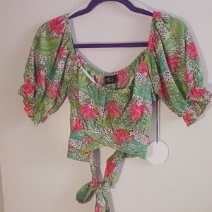 Milk And Honey, Jungle Inspired Print Cropped Large Tie Around The Torso